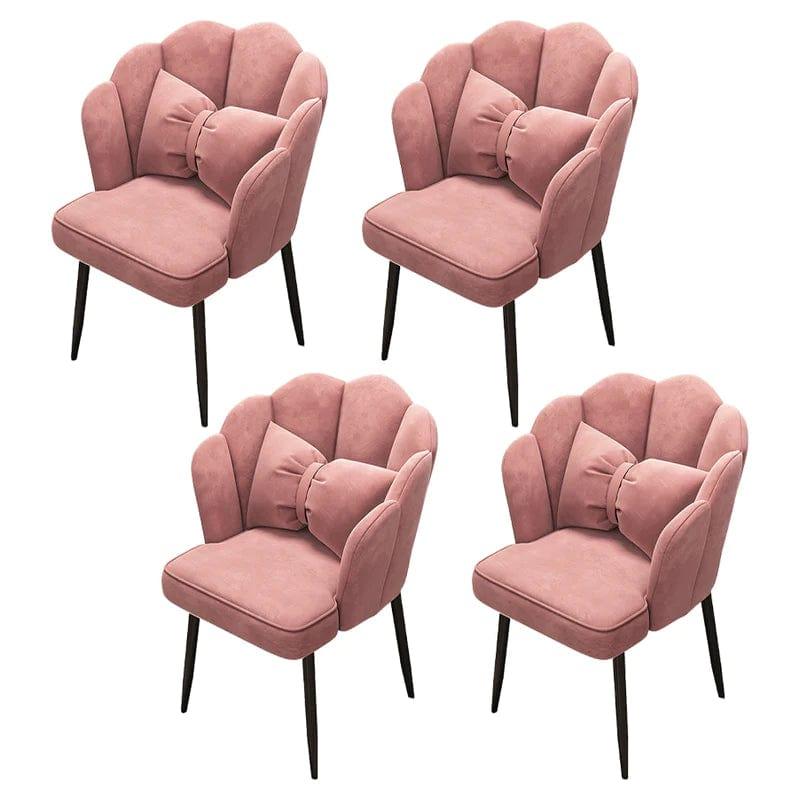 Contemporary Metal Side Chair Home Upholstered Arm Crown Top Back Chair - Ouch Cart 
