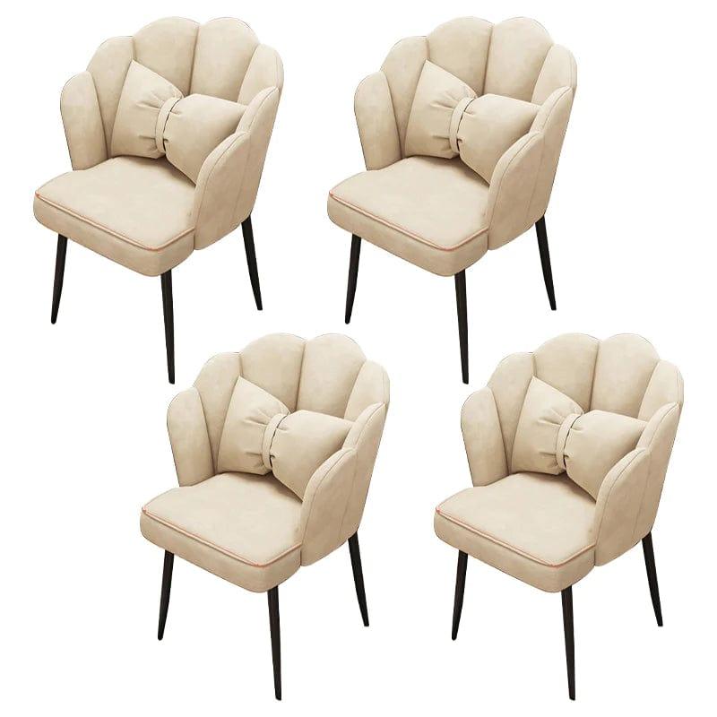 Contemporary Metal Side Chair Home Upholstered Arm Crown Top Back Chair - Ouch Cart 