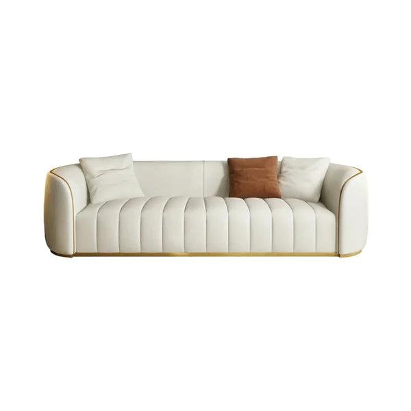 Moe Faux Leather Upholstered 3-Seater Sofa with Gold Legs - Ouch Cart 