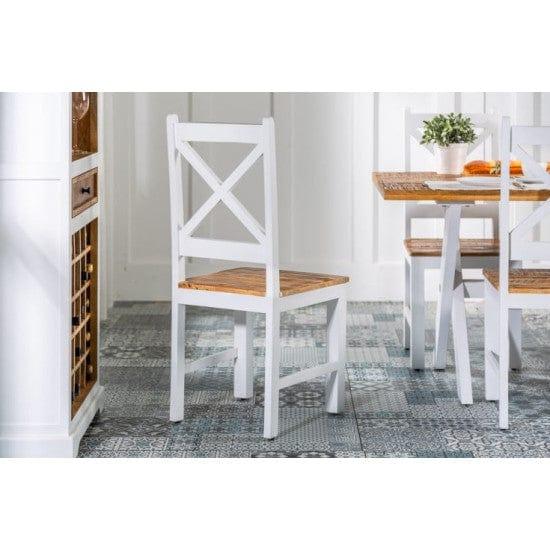 Whitewave Solid Wood Dining Chairs Set of 2 Made of Mango Wood White Rustic Finish (2 Chairs) - Ouch Cart 