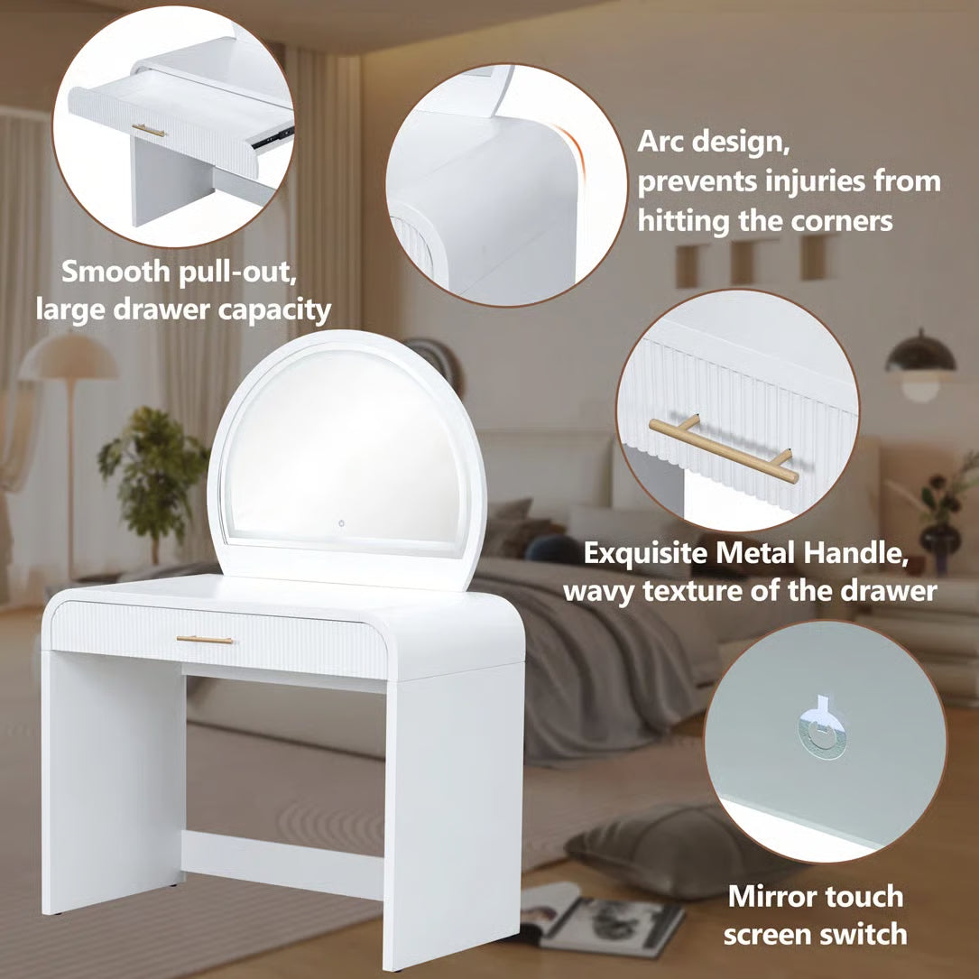 39" Lighted Vanity Table – Touch Screen LED Makeup Desk for Bedroom