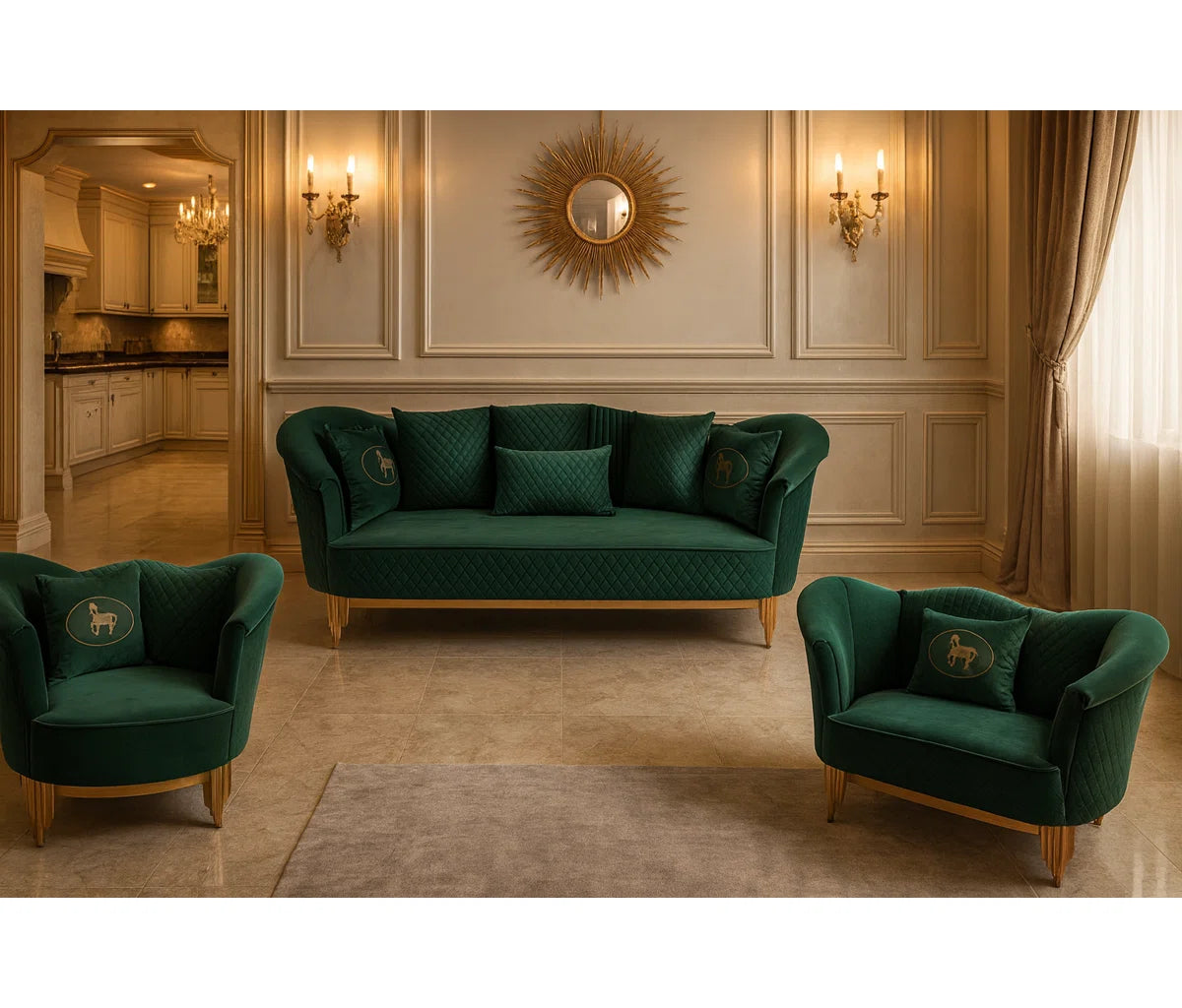 3 - Piece Velvet Living Room Set  OUCHCART | LUXURY SOFA SET