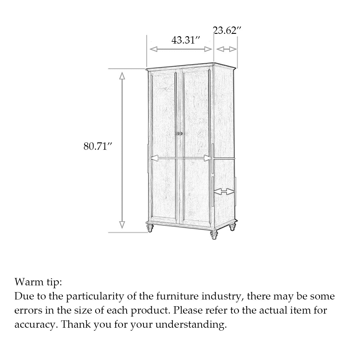 American-style rubber wood wardrobe