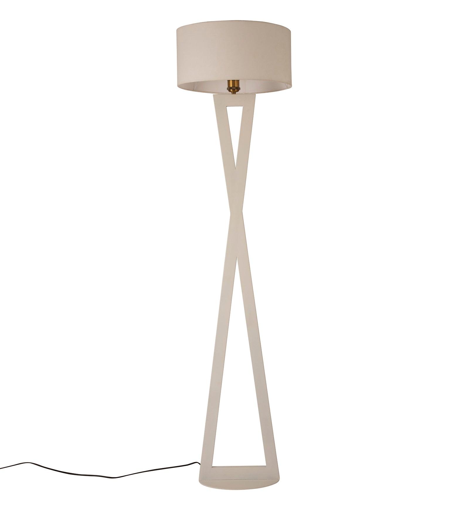 Hamptons White Metal Shade Club Floor Lamp with Metal Base - Ouch Cart 