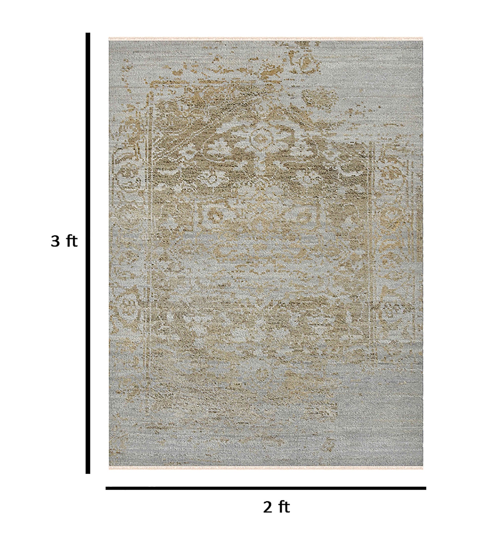 Dazzle Transitional Pattern Hand Knotted  Rectangle Anti-Skid Designer Carpet, Prayer Rug For Office Cabins, Small Living Spaces - 2'X3'
