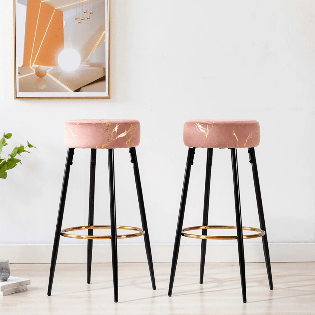 NAHMAN BAR STOOL PINK SET OF 2 - Ouch Cart 