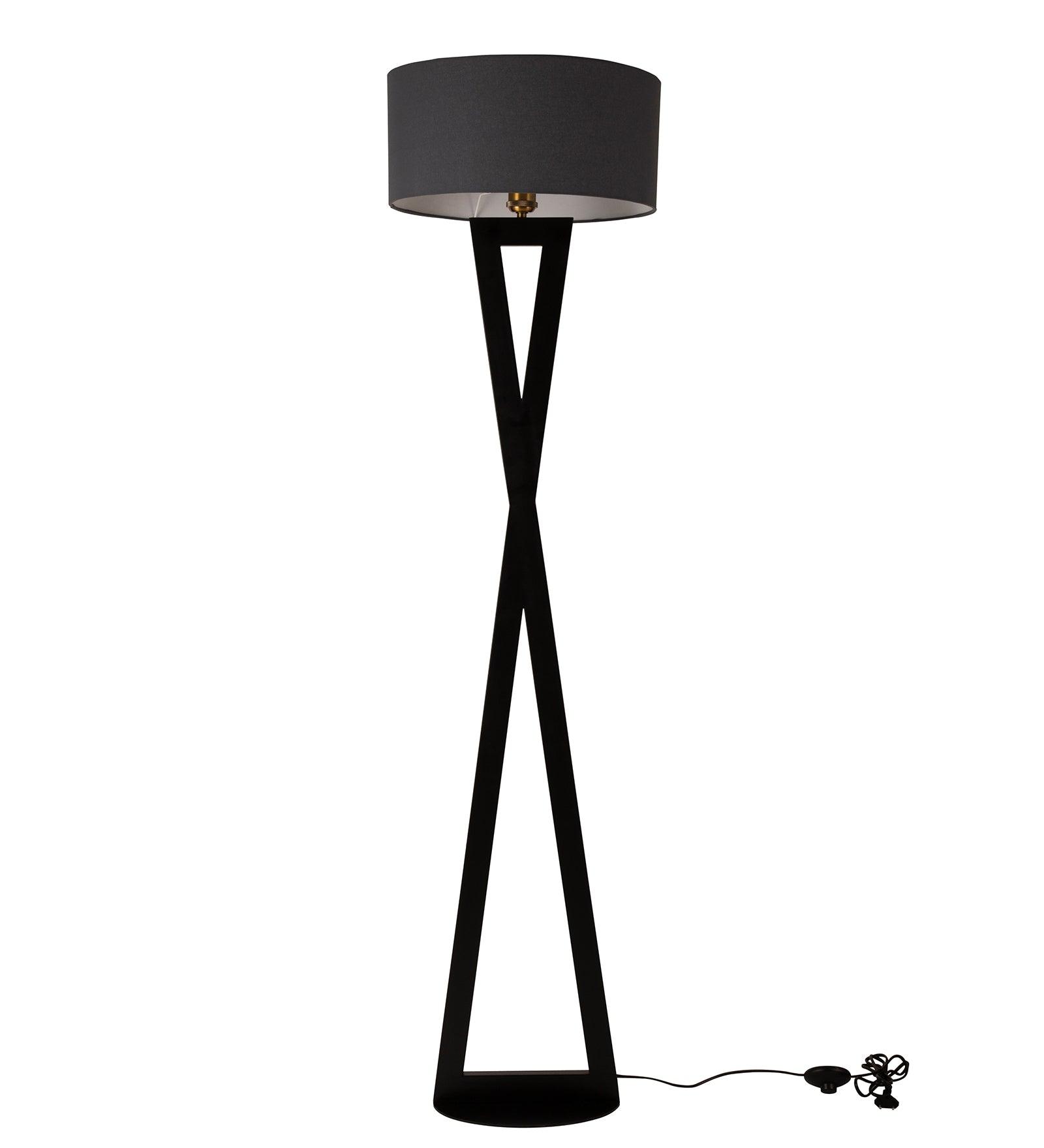 Hamptons Grey Metal Shade Club Floor Lamp with Metal Base - Ouch Cart 