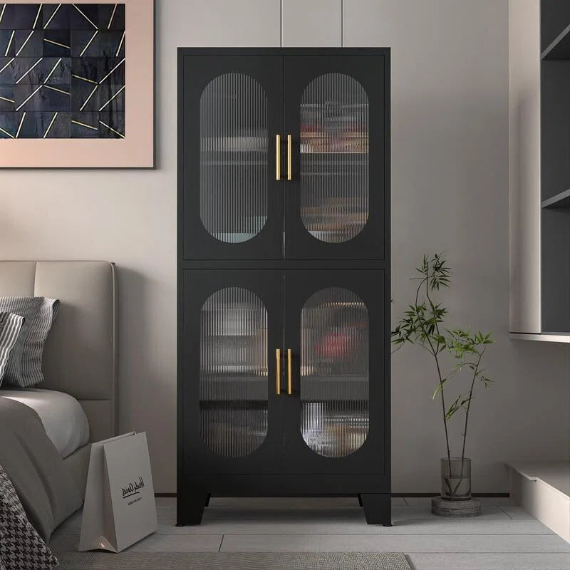 Ebern Designs Storage Wardrobes Cabinet with 4 Doors and Shelves