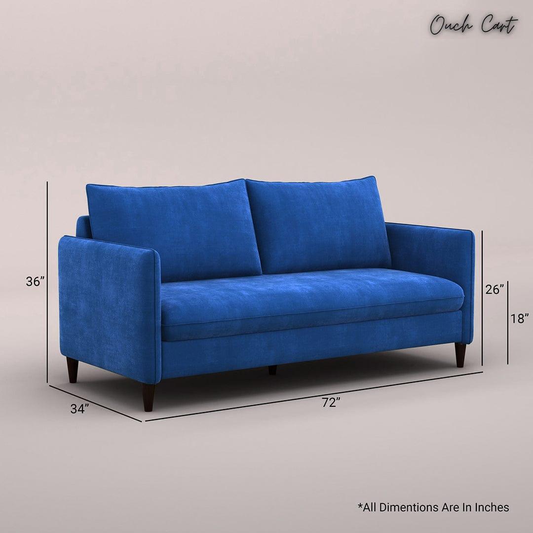 CITRON 3 SEATER FABRIC SOFA (VELVET, ROYAL BLUE) - Ouch Cart 