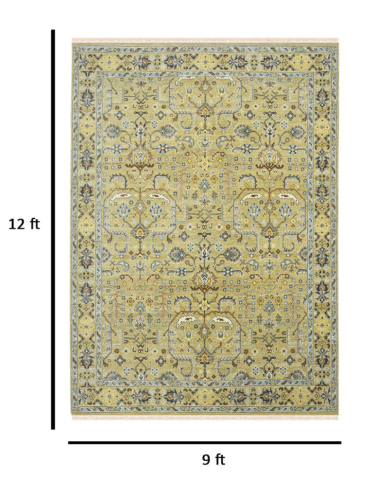 Bristol Traditional Pattern Hand Knotted  Rectangle Anti-Skid Designer Carpet, Area Rug For Bed Room, Living Room - 9'x12'
