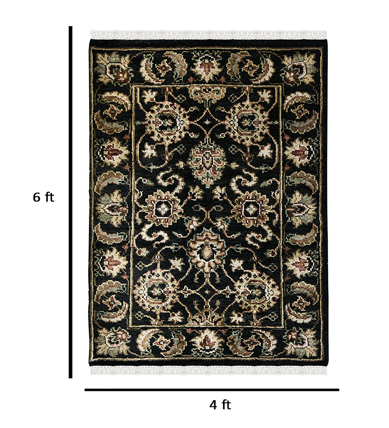 Luxor Classic Pattern Hand Knotted  Rectangle Anti-Skid Designer Carpet, Prayer Rug For Office Cabins, Small Living Spaces - 4'X6'
