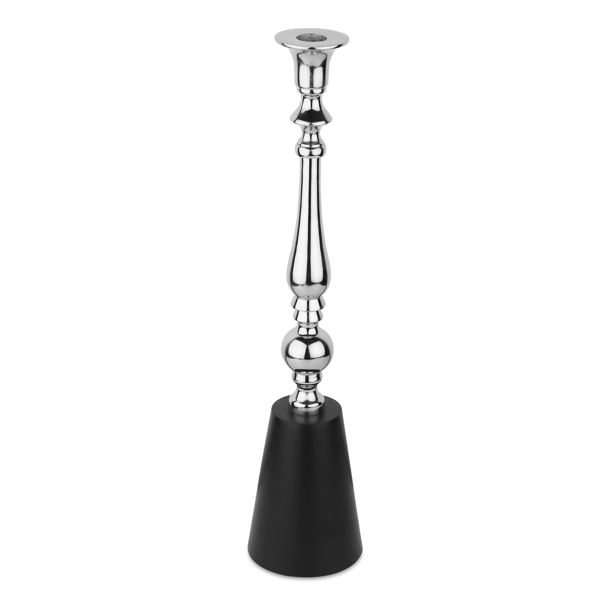 The Valora Candle Holders Silver Black Set