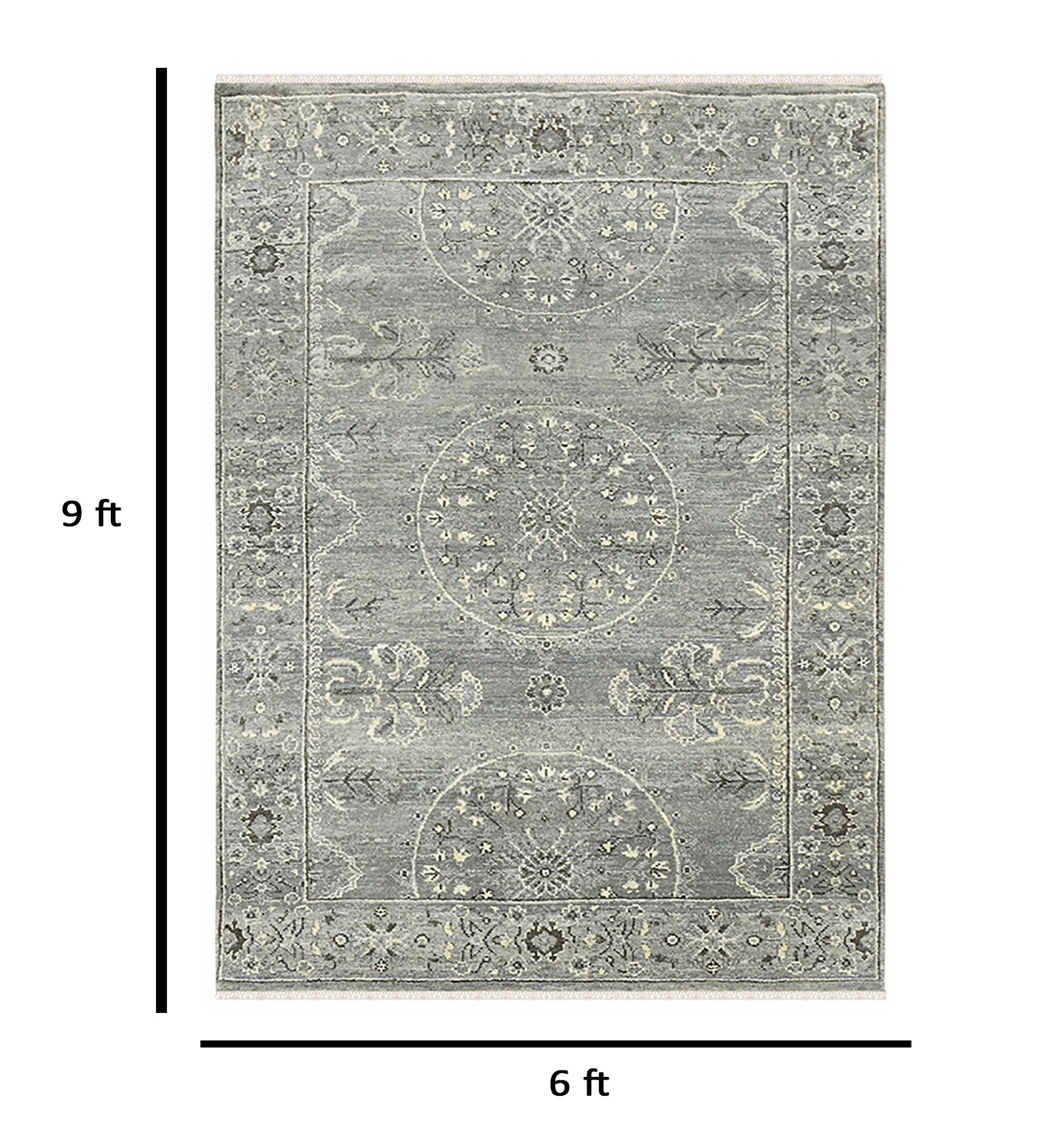 Nuit Arabe Traditional Pattern Hand Knotted  Rectangle Anti-Skid Designer Carpet, Area Rug For Bed Room, Living Room - 6'x9'
