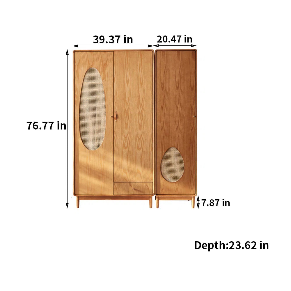 Wood Double Door Storage Cabinet With Drawers Armoire