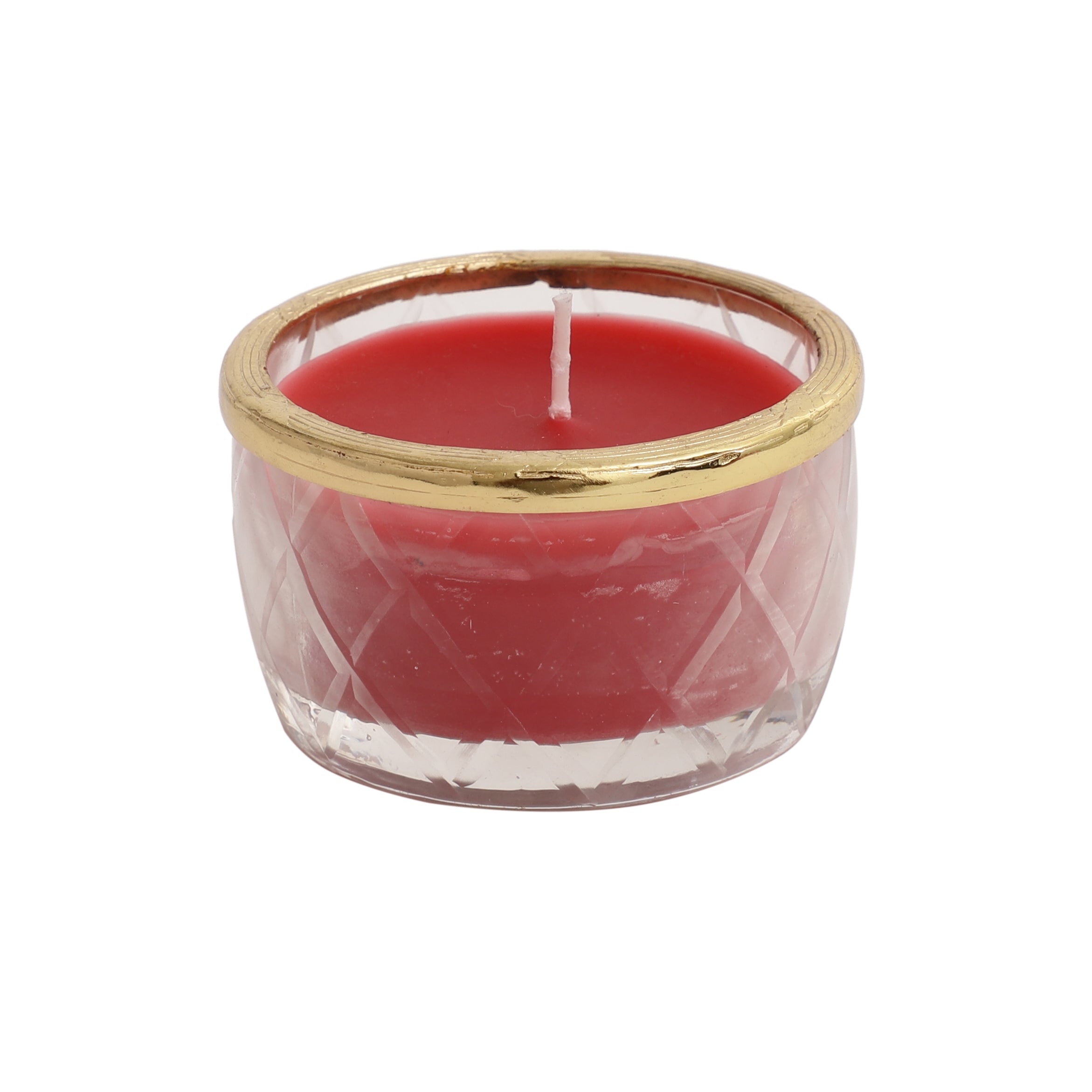 cherry blossom red scented candle jar with Golden ring