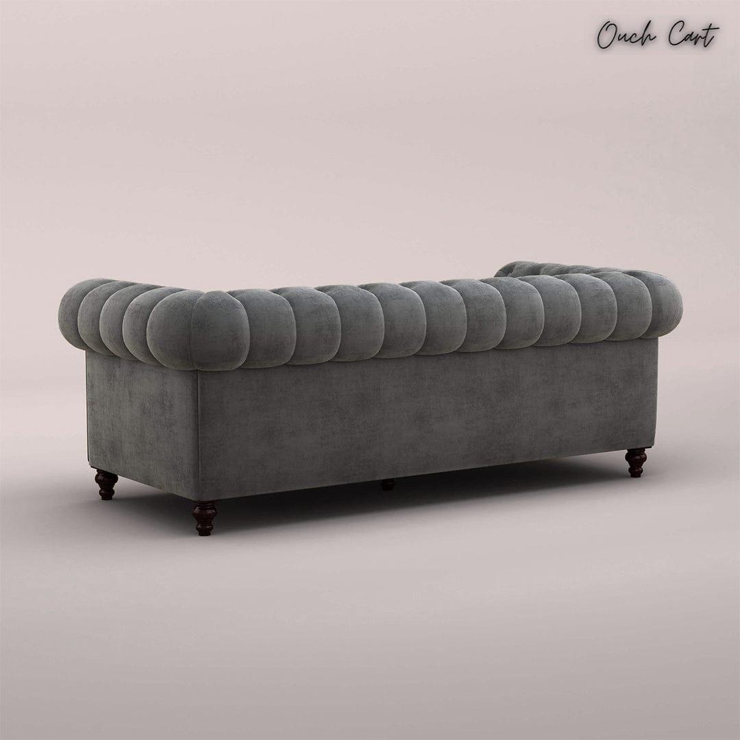 MAHARAJA FABRIC 3 SEATER SOFA (VELVET, CHARCOAL GRAY) - Ouch Cart 