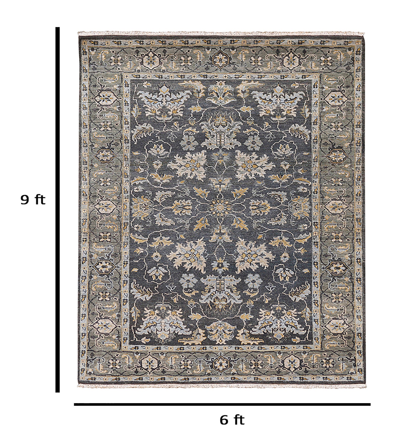 Heritage Traditional Pattern Hand Knotted  Rectangle Anti-Skid Designer Carpet, Area Rug For Bed Room, Living Room - 6'x9'