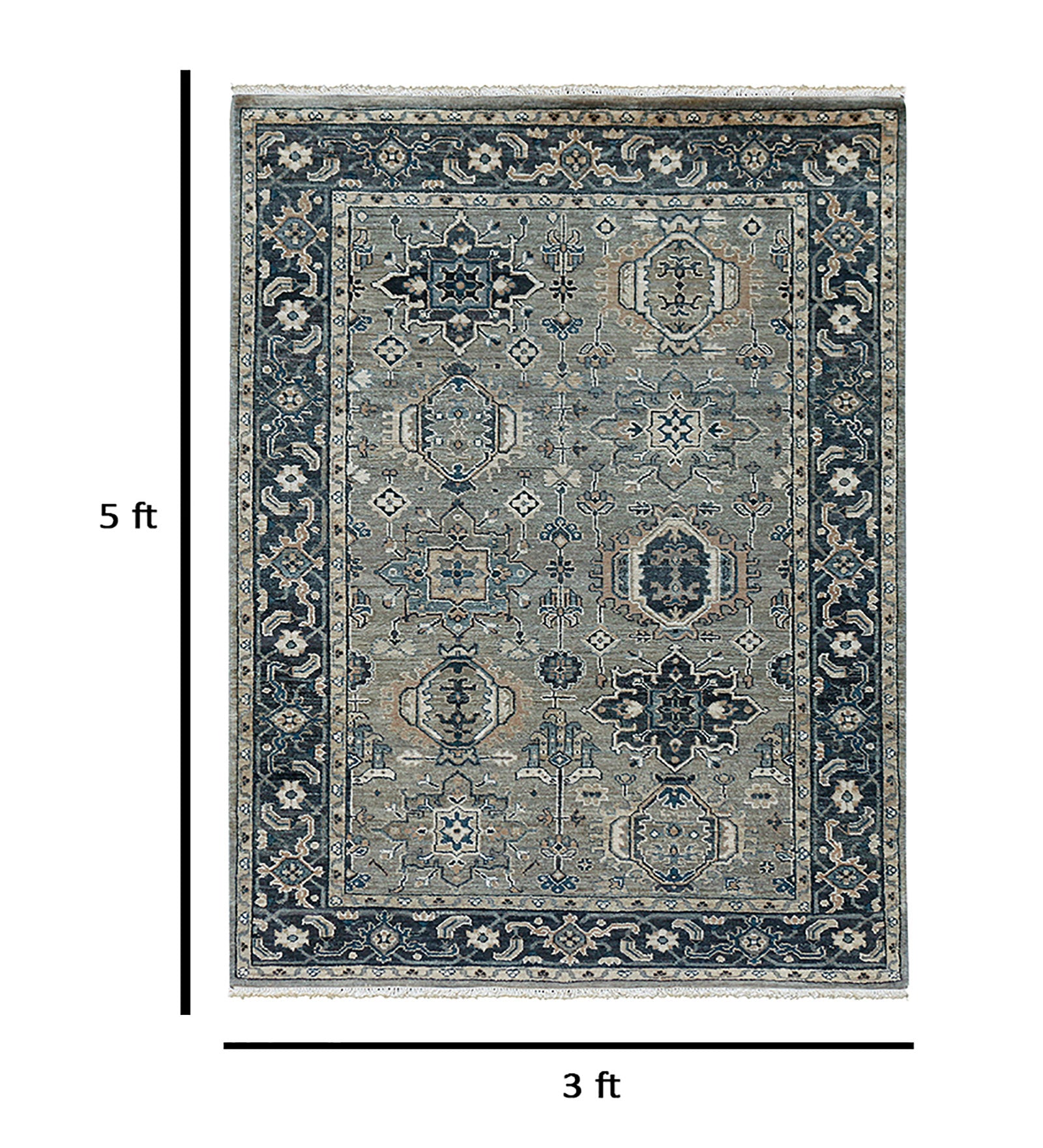 Heritage Traditional Pattern Hand Knotted  Rectangle Anti-Skid Designer Carpet, Prayer Rug For Office Cabins, Small Living Spaces - 3'X5'