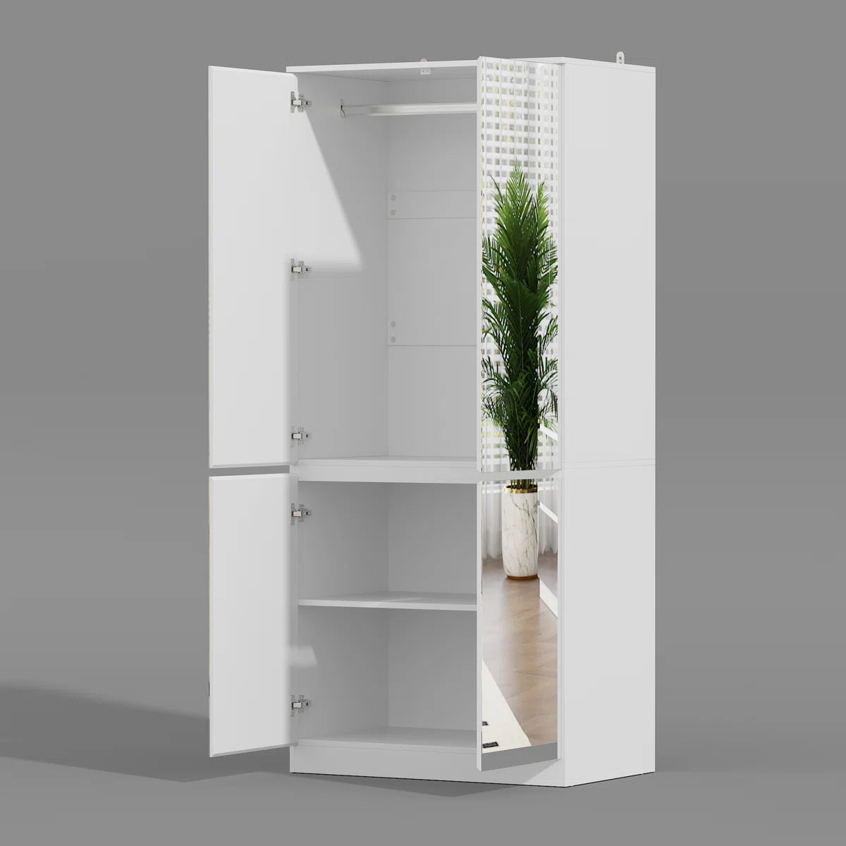 Shadrick Modern Mirrored Wardrobe With Ample Storage And Stylish Designproduct Title:Modern Entryway Cabinet With Spacious Drawers - Sleek Design