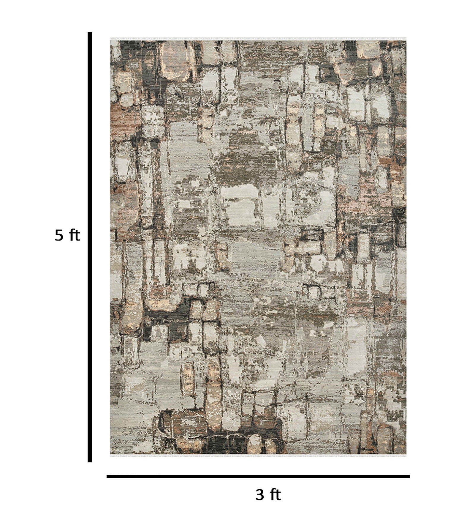 Ensemble Modern Pattern Hand Knotted  Rectangle Anti-Skid Designer Carpet, Prayer Rug For Office Cabins, Small Living Spaces - 3'x5'