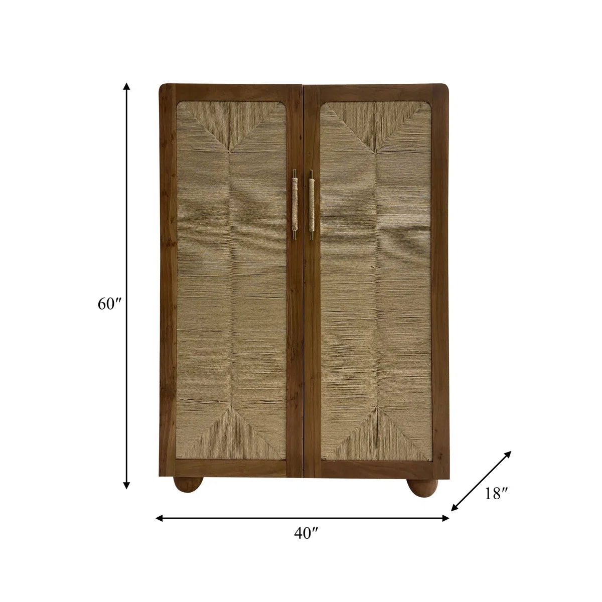 Neutral Modern 60" Acacia Wood Armoire, Brown, Rectangle - 40" x 18" x 60"