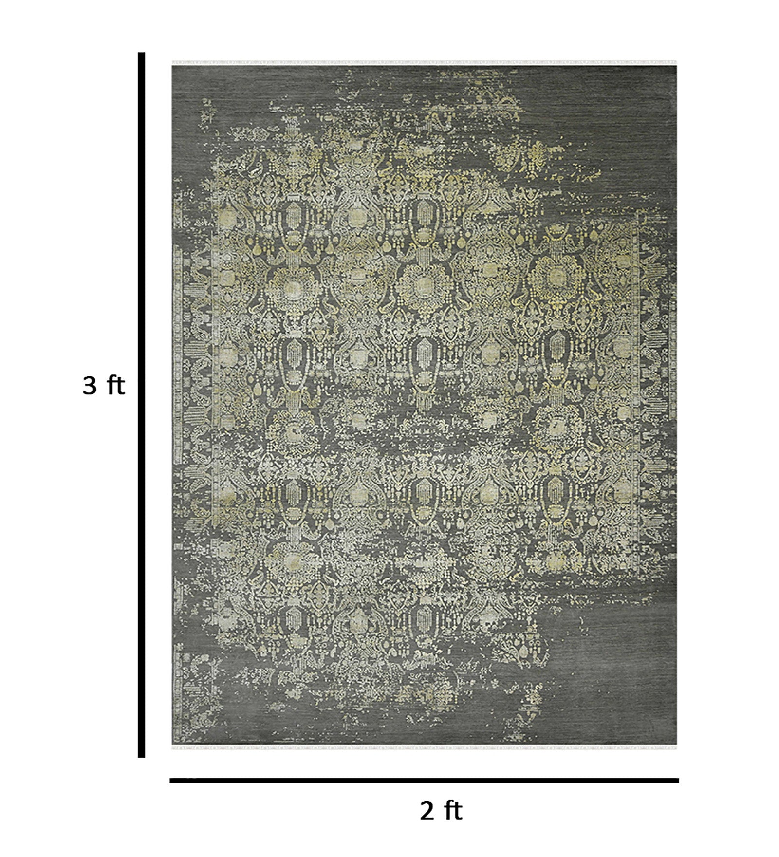 Pearl Transitional Pattern Hand Knotted  Rectangle Anti-Skid Designer Carpet, Prayer Rug For Office Cabins, Small Living Spaces - 2'X3'