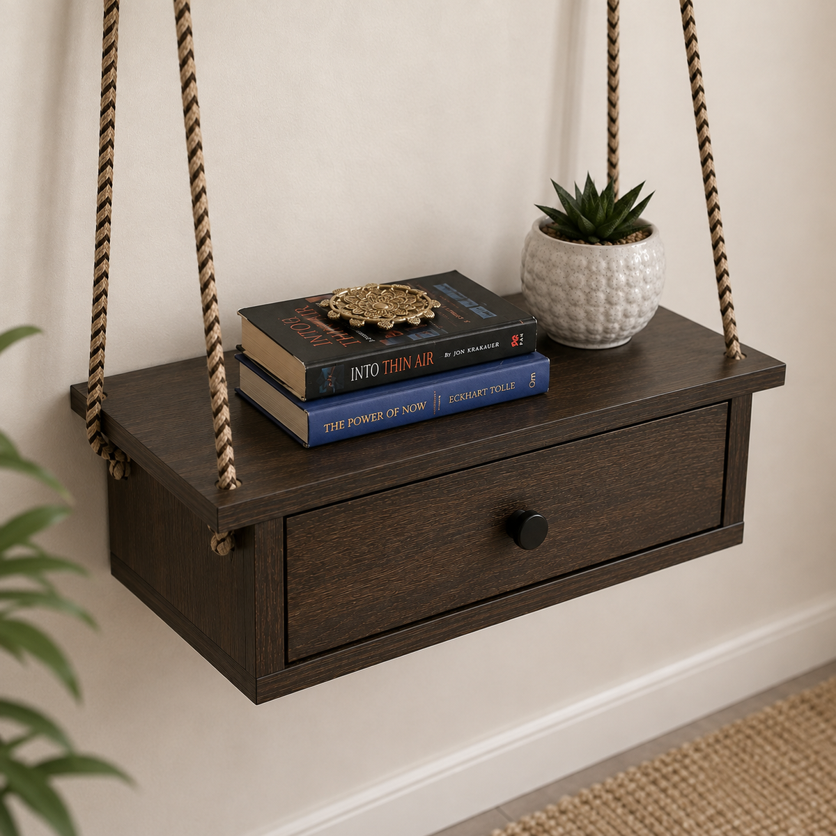 Ouch Cart Rustic Wooden Hanging Wall Shelf OUCH CART