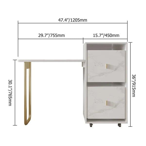 Nanami Folding Desk White Extendable Writing Desk with Cabinet & Chair - Ouch Cart 