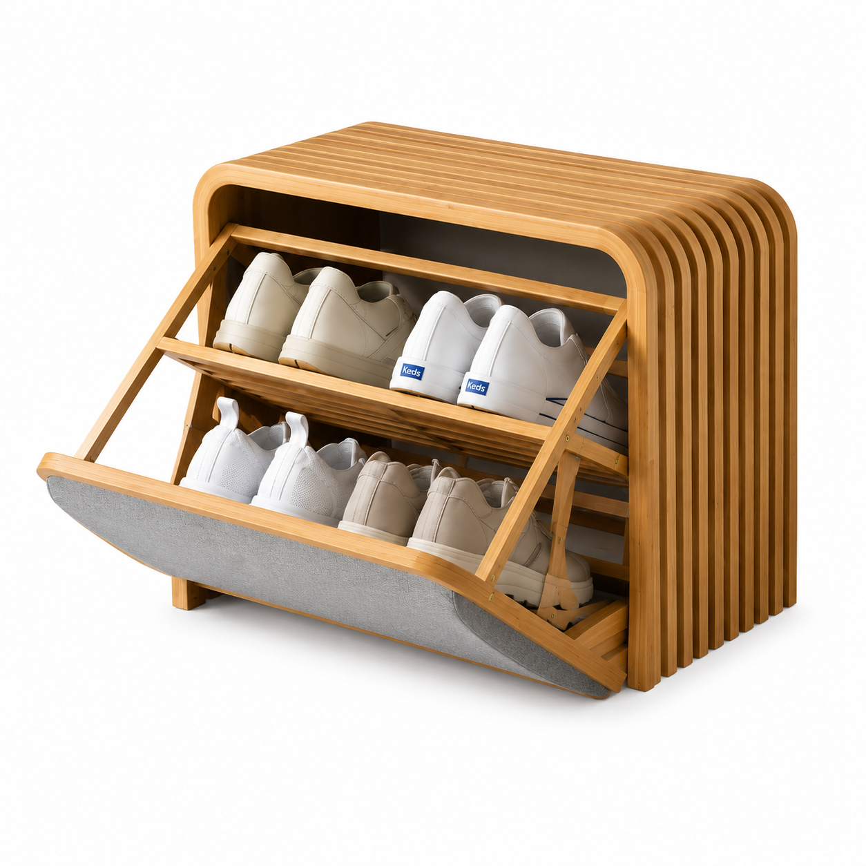 Bamboo Shoe Cabinet with Flip Drawer | Modern Space-Saving Shoe Storage Organizer | Wooden Entryway Shoe Rack for Home, Hallway & Bedroom
