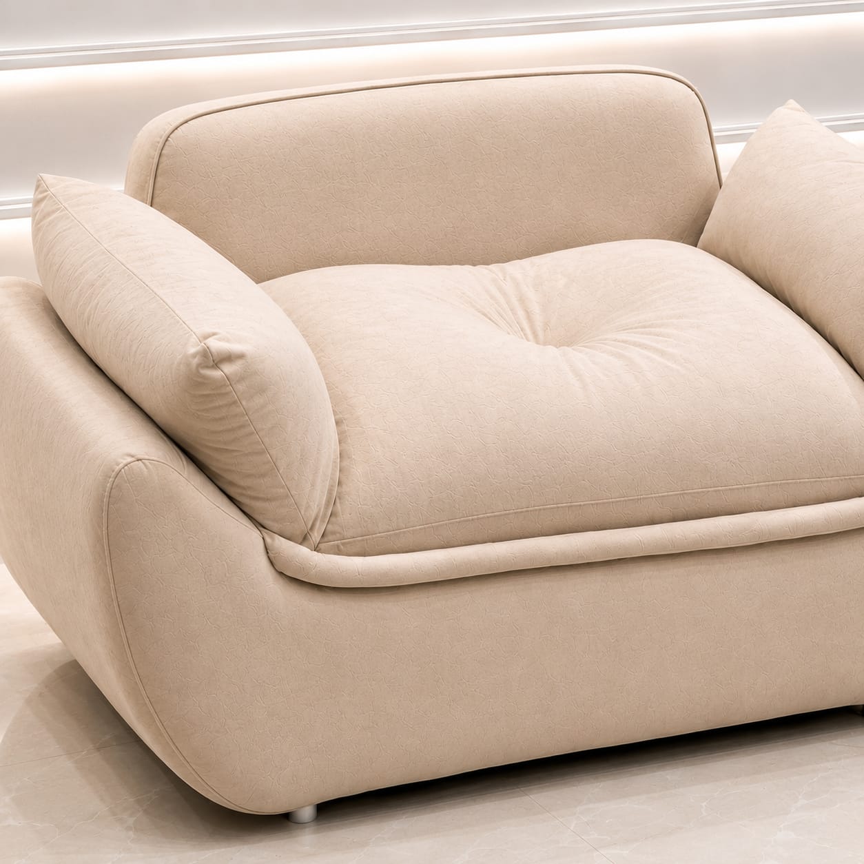 Ouch Cart Modern Luxury 2 Seater Sofa | Plush Cream Upholstered Sofa for Living Room