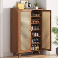 Modern Solid Wood Shoe Cabinet with Angled Legs | Mid-Century Wooden Shoe Storage Organizer | Scandinavian Entryway Shoe Rack