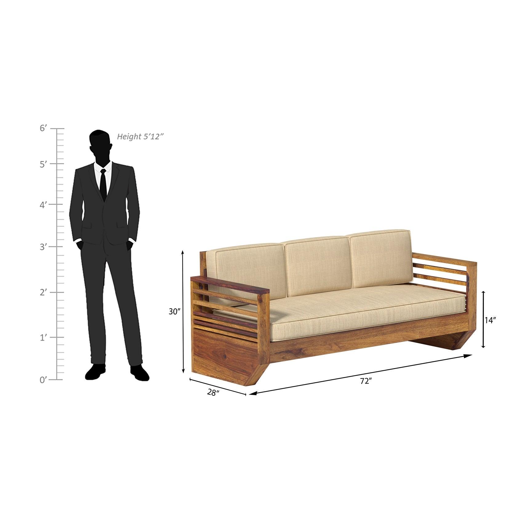 Plushify Sheesham Wood Sofa In Light Honey - Ouch Cart 