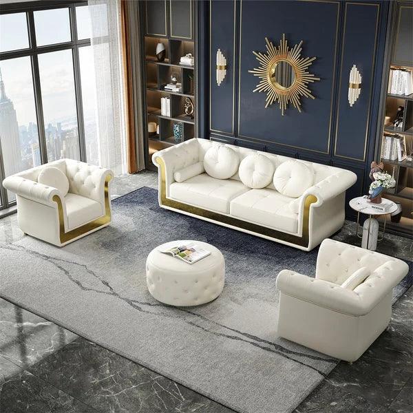 3-Seater Sofa with 5 Pillows White