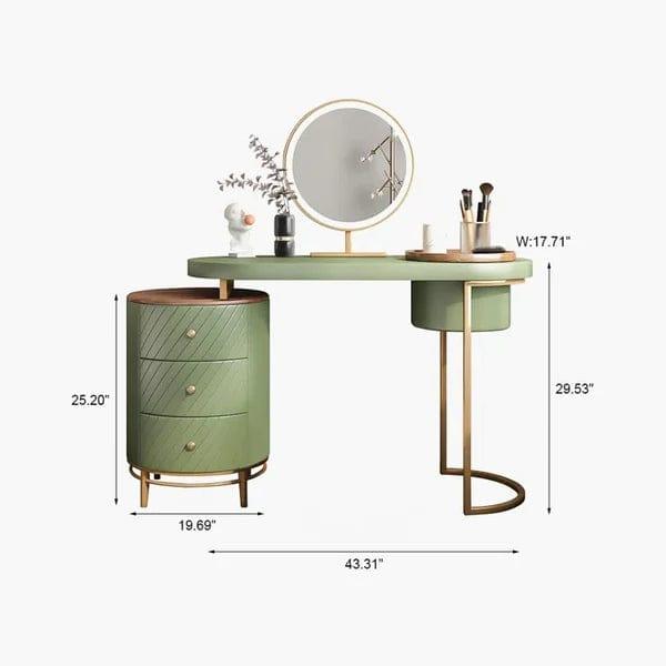 Oceana Makeup Vanity Table With Mirror, Dressing Table With Stool, Vanity Dressing Table Home Dressers Bedroom Furniture Moveable Bedside Table with Wooden Dressing Table Cabinet - Ouch Cart 