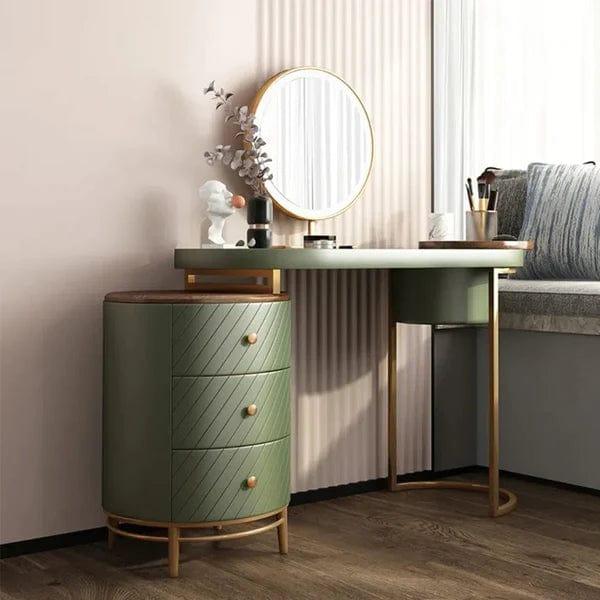 Oceana Makeup Vanity Table With Mirror, Dressing Table With Stool, Vanity Dressing Table Home Dressers Bedroom Furniture Moveable Bedside Table with Wooden Dressing Table Cabinet - Ouch Cart 