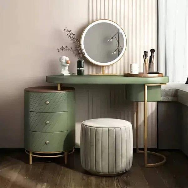 Oceana Makeup Vanity Table With Mirror, Dressing Table With Stool, Vanity Dressing Table Home Dressers Bedroom Furniture Moveable Bedside Table with Wooden Dressing Table Cabinet - Ouch Cart 