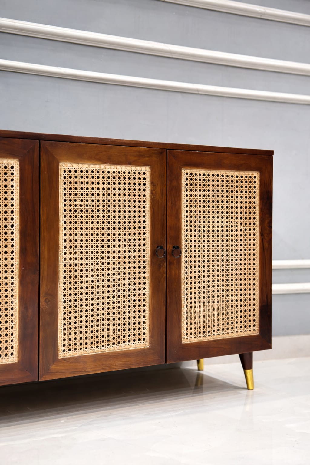 Rubin 4 Door Mango Wood & Cane Door Cabinets and Sideboard