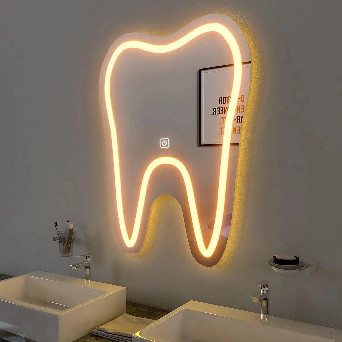 Tooth-Shaped LED Mirror for Dentist Office - Ouch Cart 