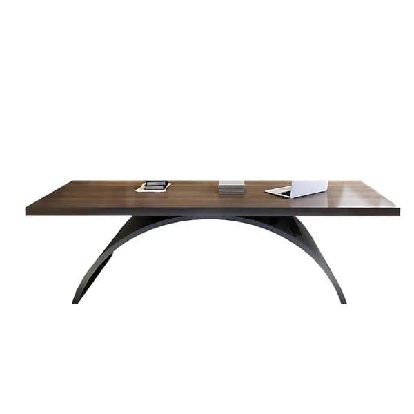 Maricel Rectangular Writing Desk Solid Wood Metal Base Office Desk - Ouch Cart 