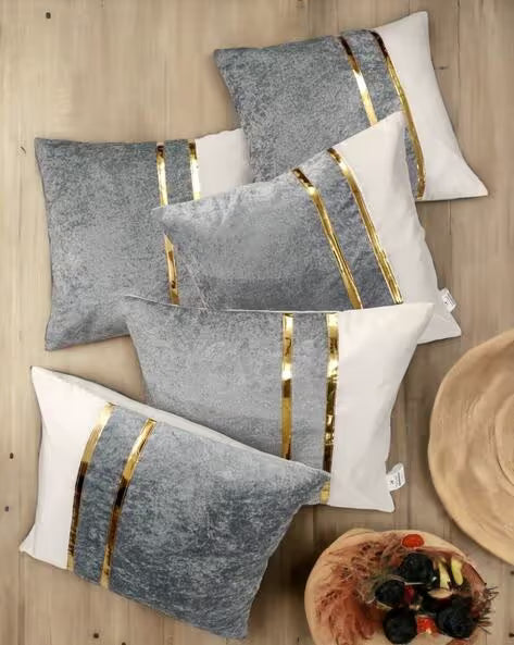 Self-Design Cushion Covers, 16 x 16 Inch, Blue, Set of 5