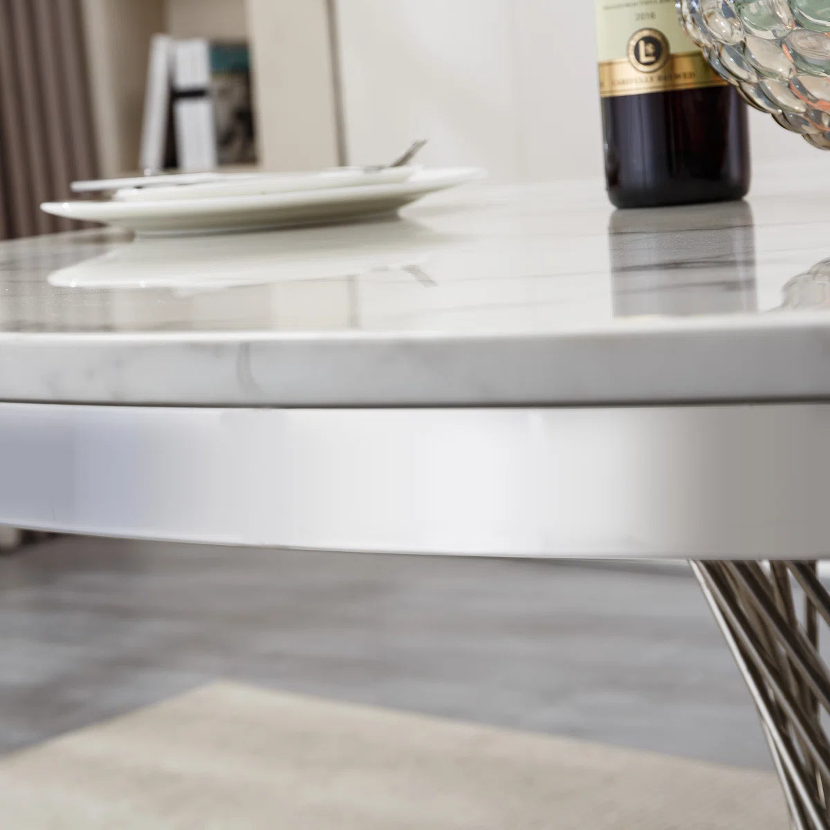 47" 6 - Person Round Marble Dining Table set