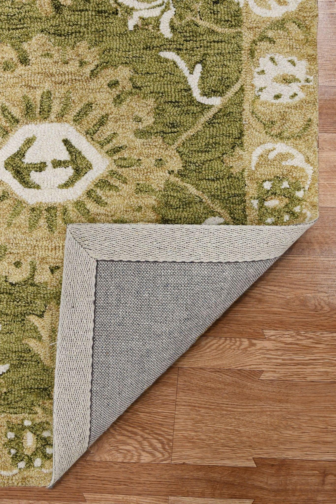 Olive Green  Wool Romania 8X10 Feet  Hand-Tufted Carpet - Rug