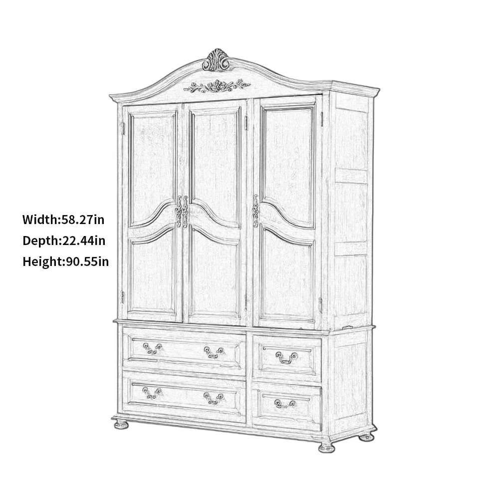 Creative Brown Solid Wood Wardrobe