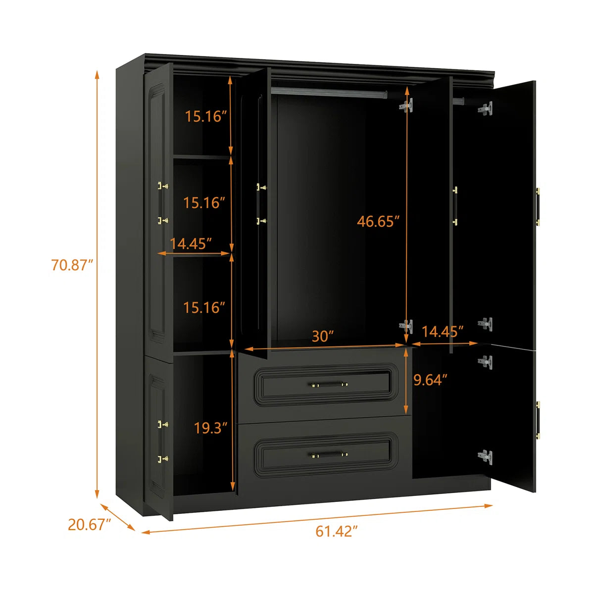4-Door Armoire Wardrobe