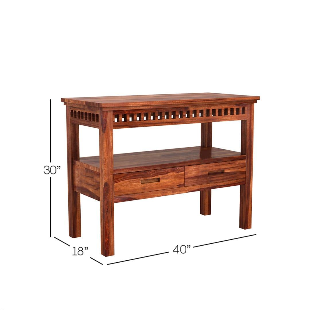 Adolph Console Table With Storage (Honey Finish) - Ouch Cart 