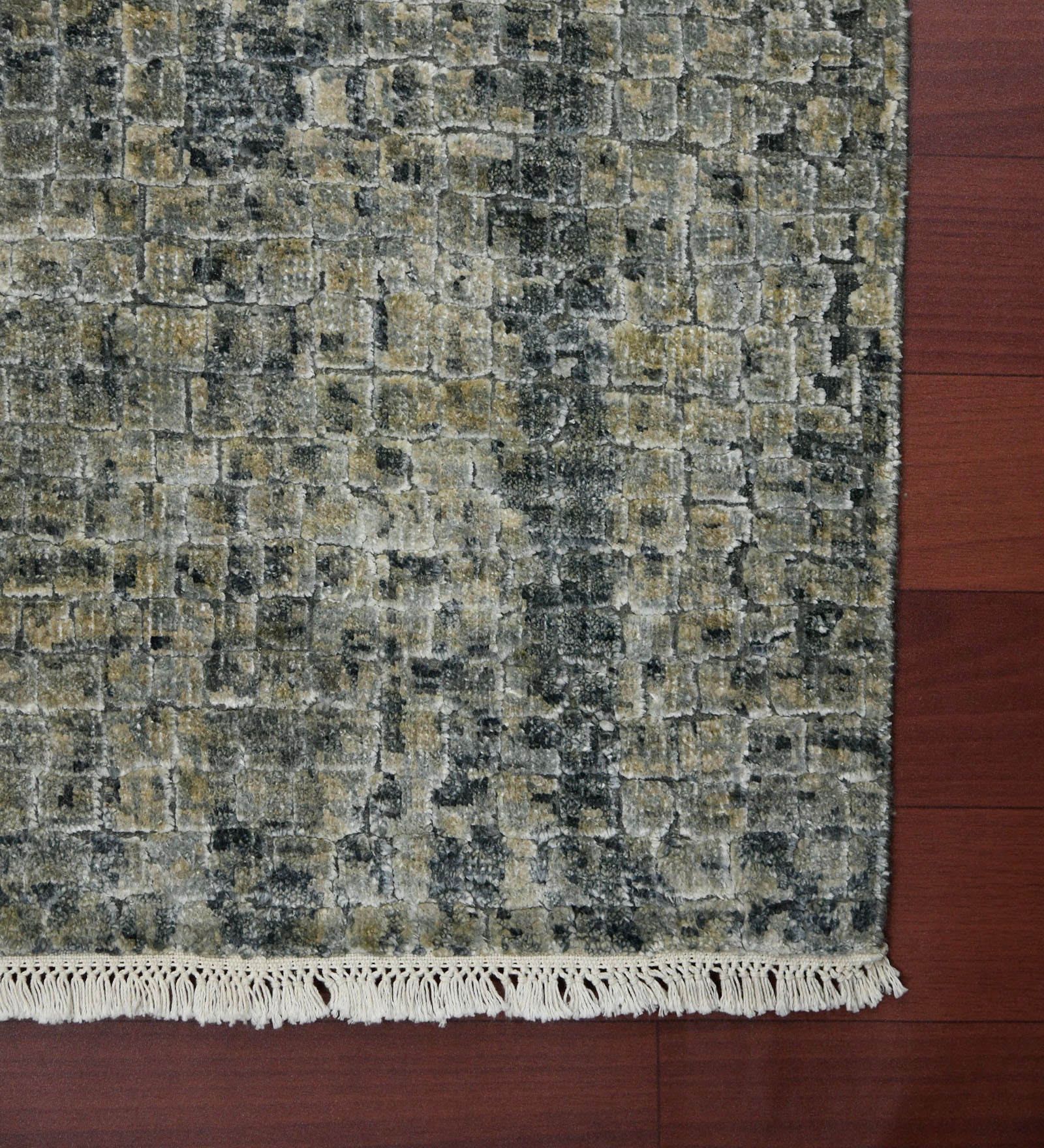 Emerald Modern Pattern Hand Knotted  Rectangle Anti-Skid Designer Carpet, Prayer Rug For Office Cabins, Small Living Spaces - 2'X3'