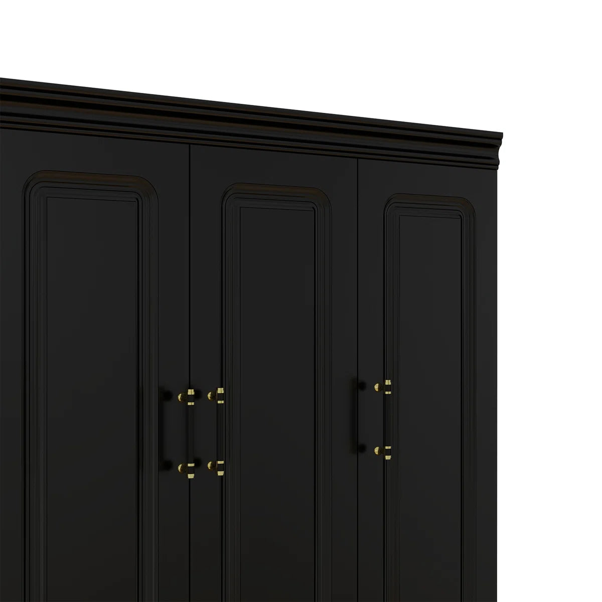 2-Piece Solid Manufactured Wood Armoire Wardrobe with Shelves, Freestanding Wardrobe Armoire with Mirror Door, Black