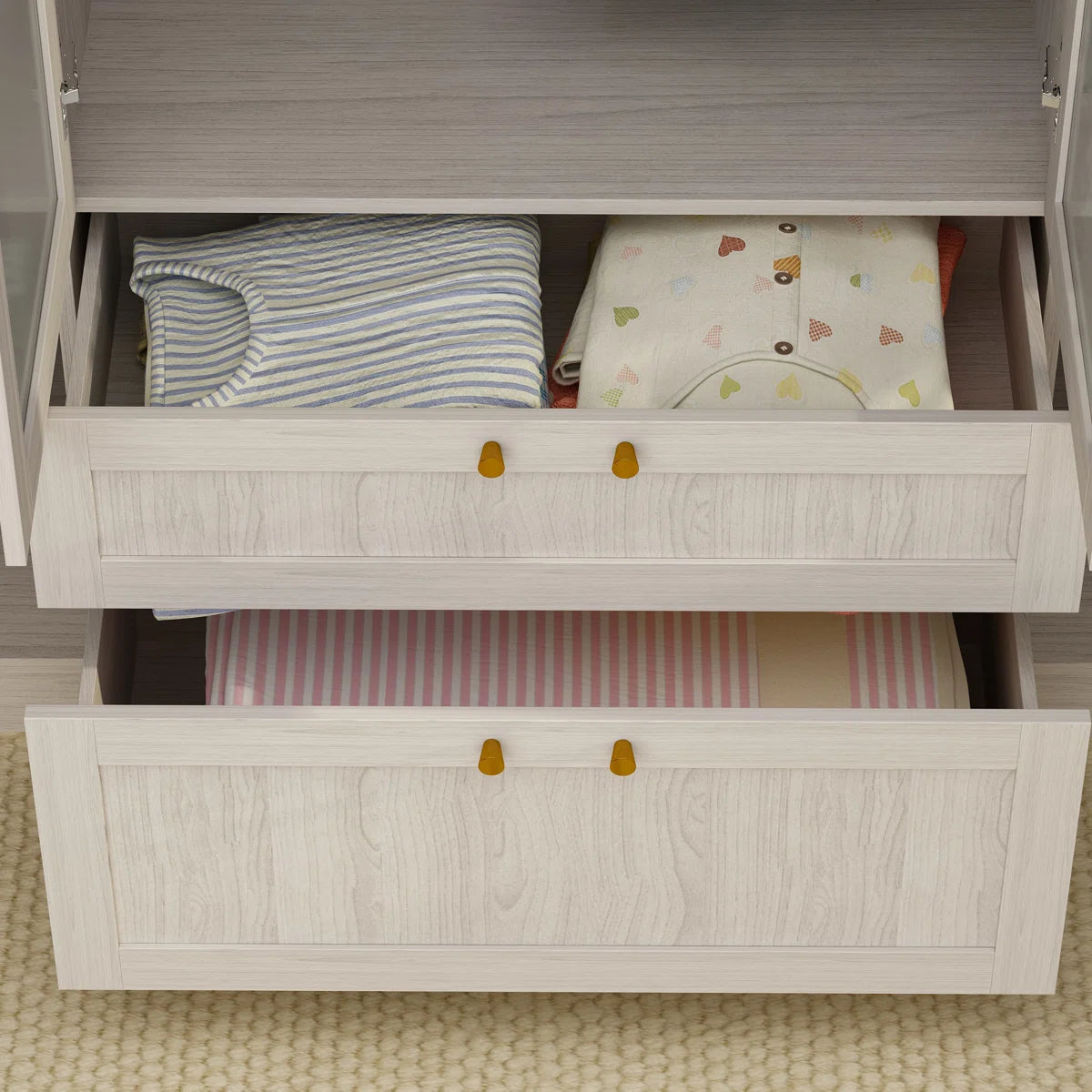 Sebi 6-Door 2-Drawer Armoire With Hanging Area & Storage Compartments
