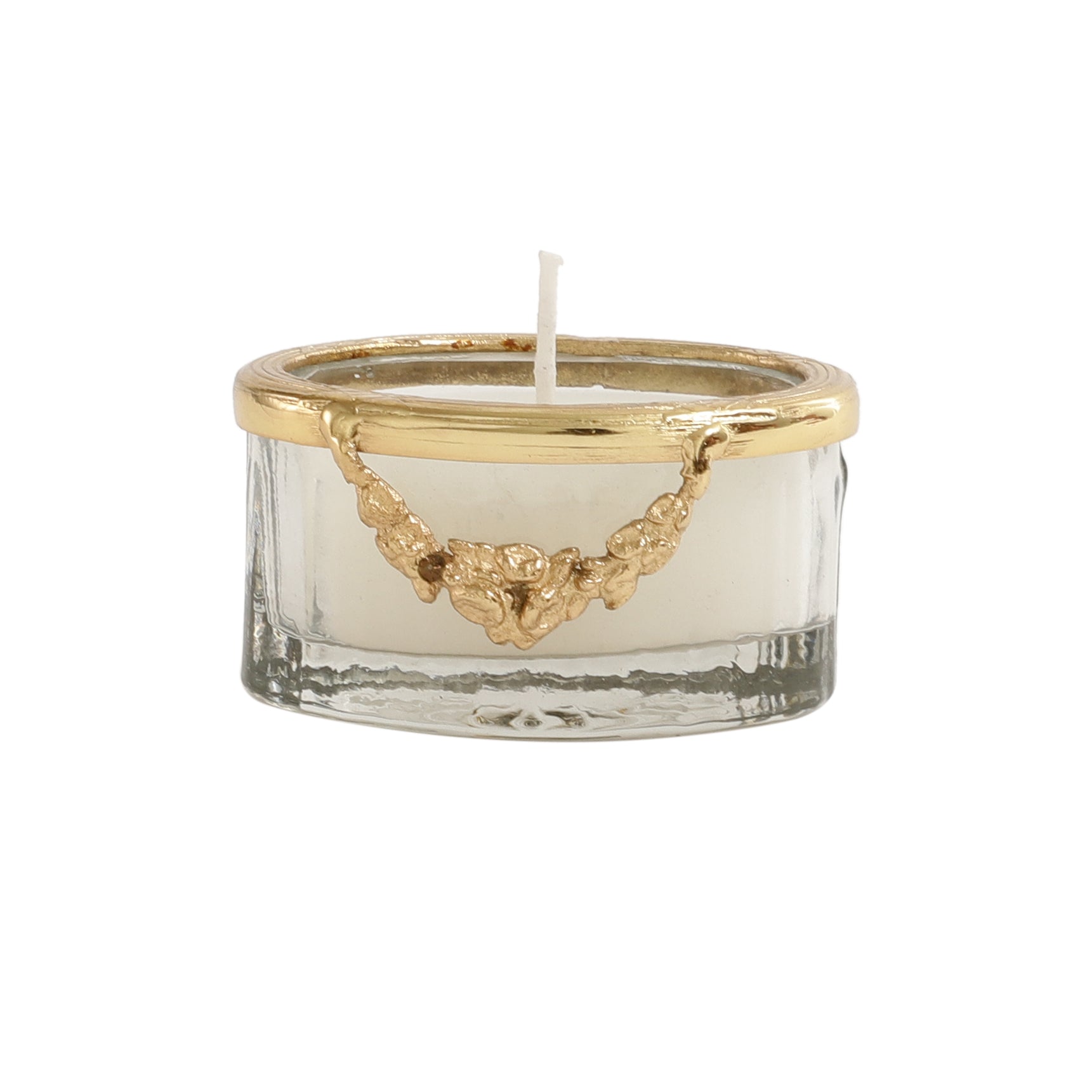 snowy whisper white scented candle jar with Golden Ring