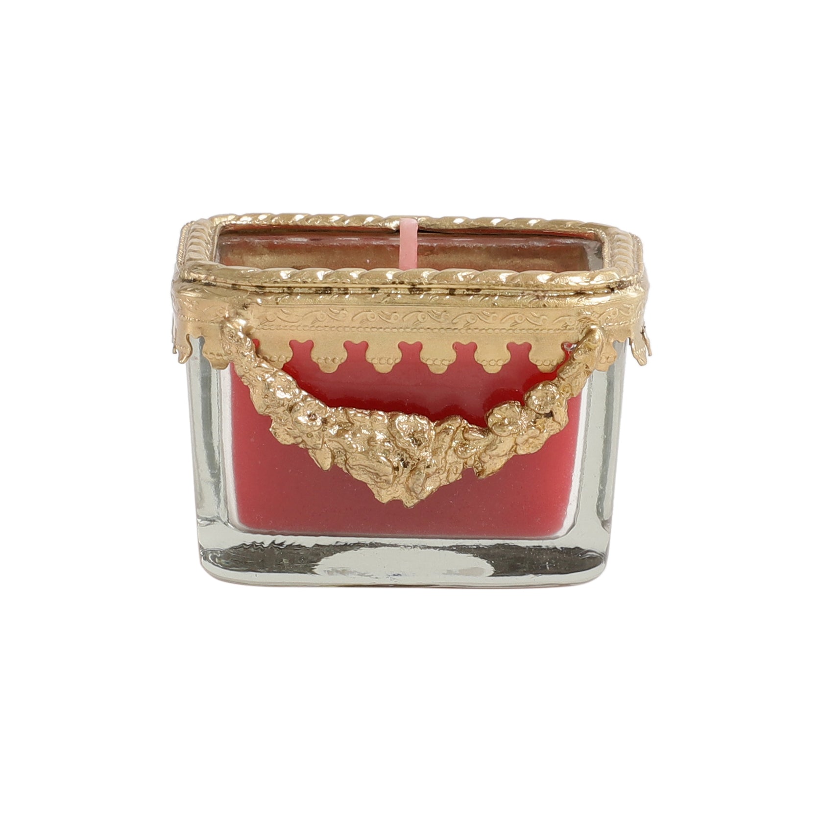 cherry blossom red scented candle glass jar with Golden ring